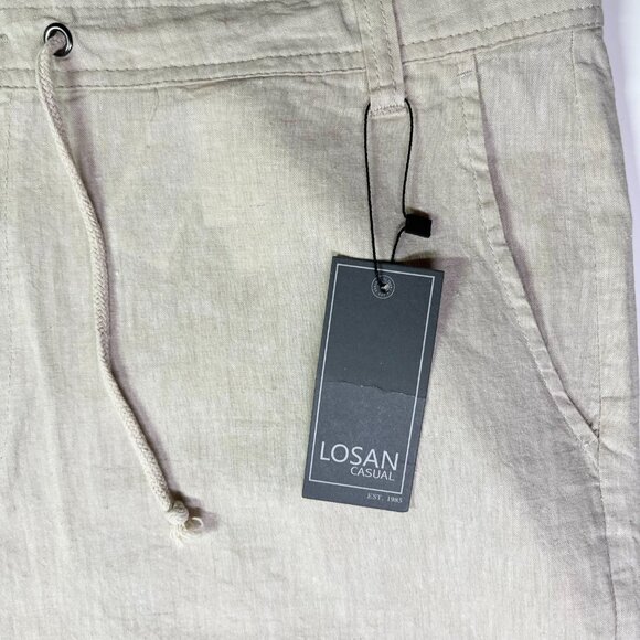 NWT Losan Spain Men's Size 40 Beige Cotton Linen Shorts - Picture 6 of 9